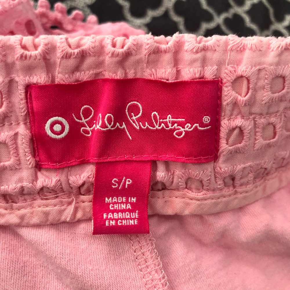 Lilly Pulitzer X Target Pink Eyelet Pom Pom Trim Shorts Womens Sz Small AB16 - Picture 9 of 9